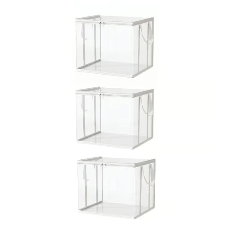 Large Clear Thick Plastic Storage Box with Hinged Lid