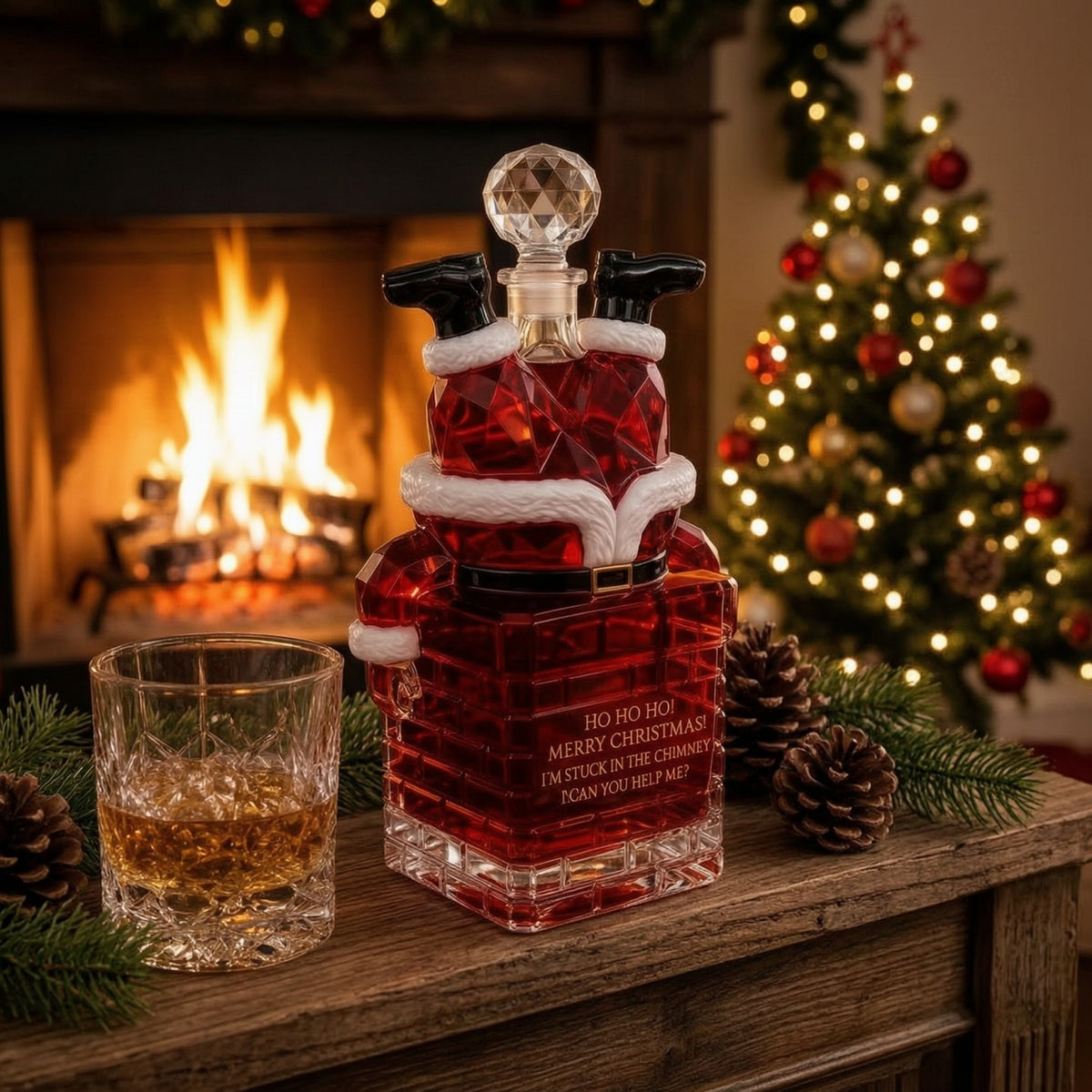 🎅 2026 Christmas Gift 50% Off--💥Santa Stuck in the Chimney Whiskey Bottle
