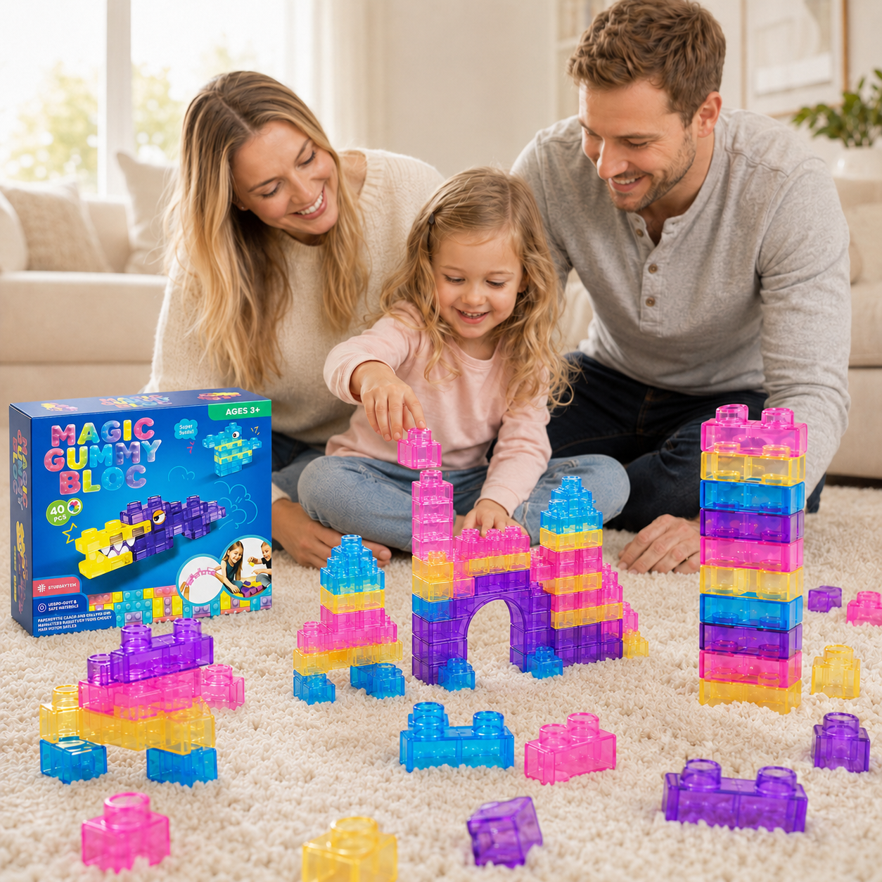 Squishy Building Blocks 40PCS Stress Relief Set