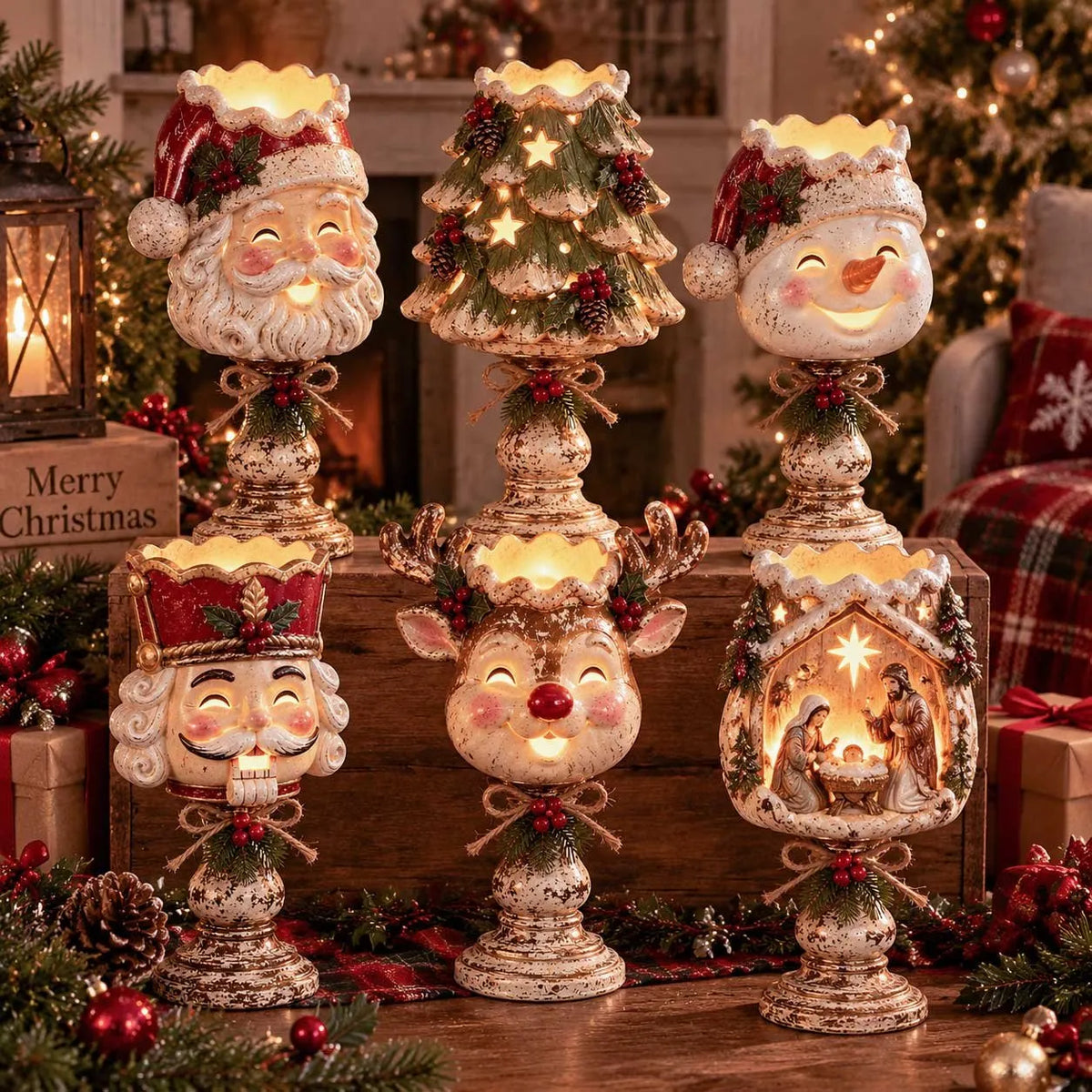 🎄Christmas Heirloom Glow Candle Holder Collection