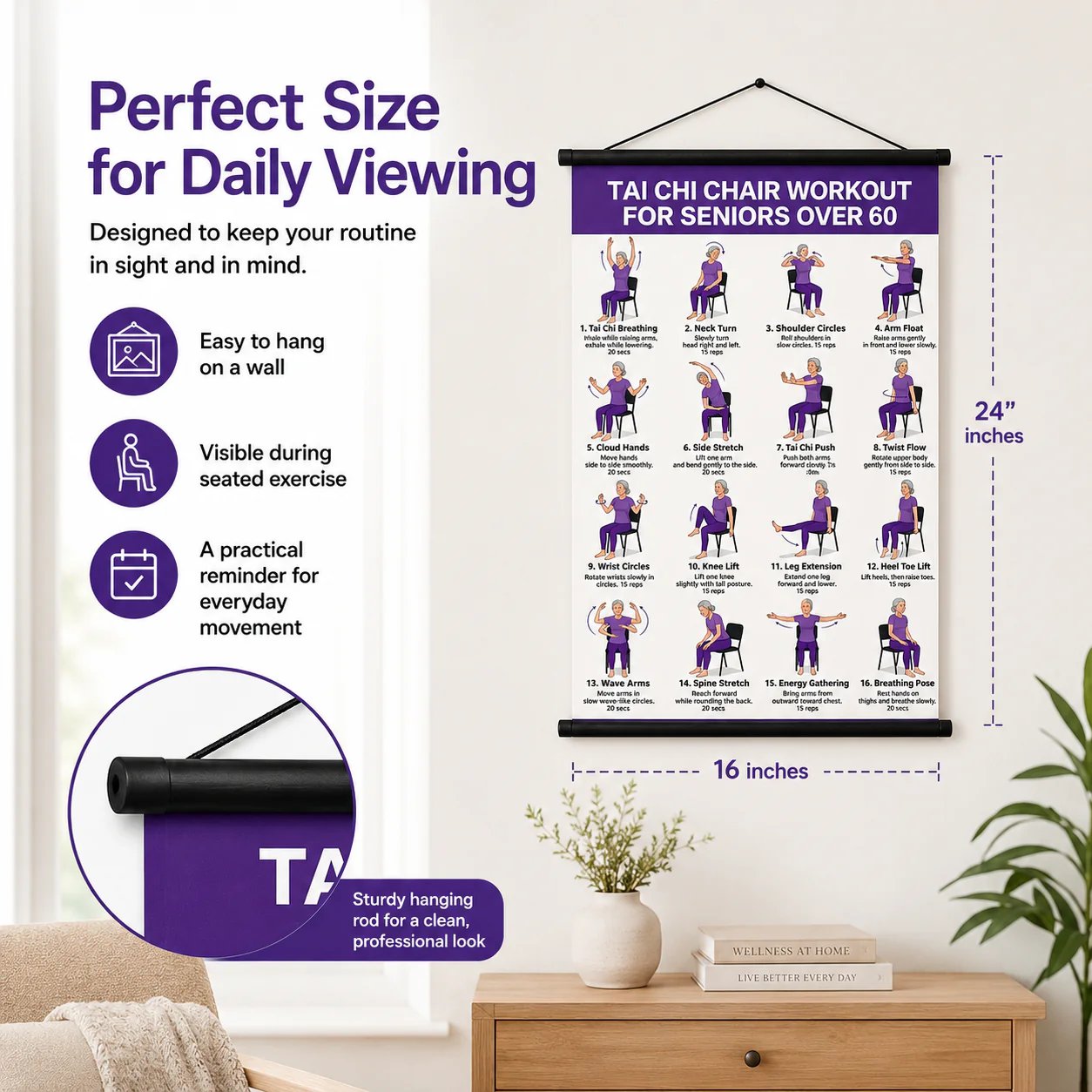 🔥 Healthy Aging Essential🧘Tai Chi Chair Workout Chart for Seniors