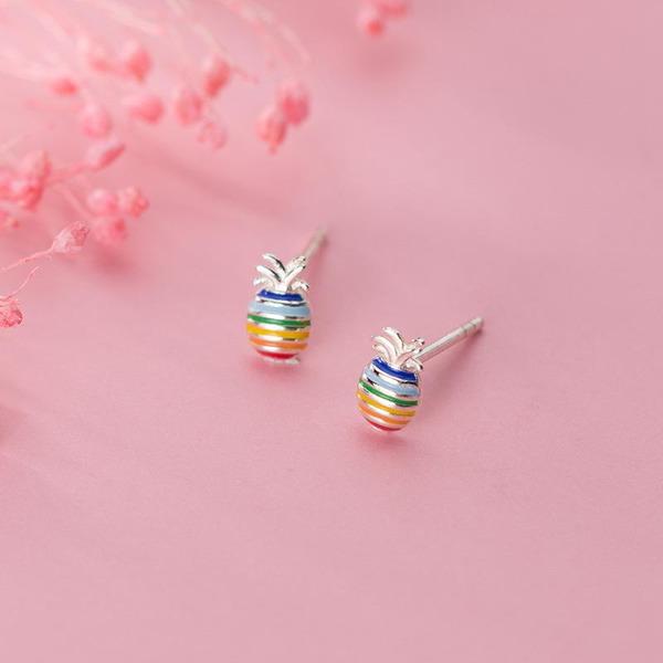 S925 Pineapple Rainbow Earrings