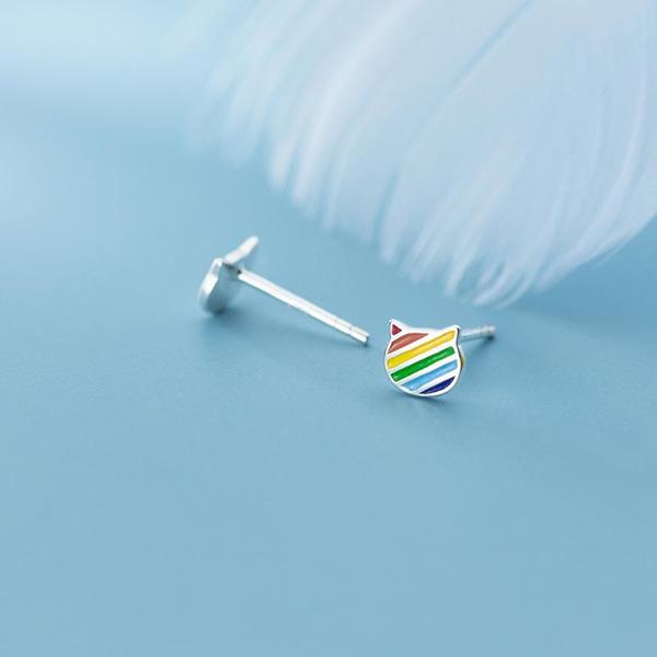S925 Kitty Rainbow Earrings