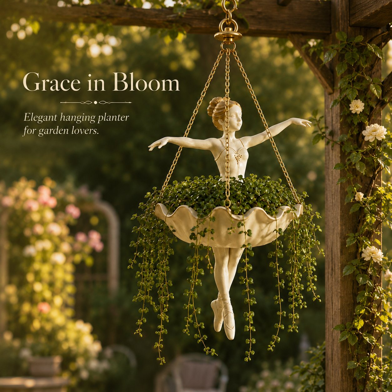 💃 Ballet Dancer Hanging Planter – 🌿Elegant Garden Decor for Porch & Patio
