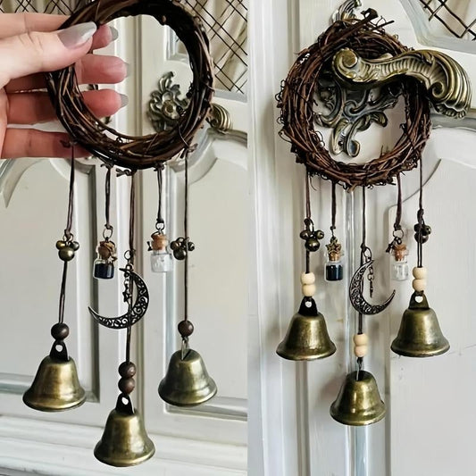 🔔🌙 Witch Bell & Blessing Bottle Charm – Protective Hanging Decor