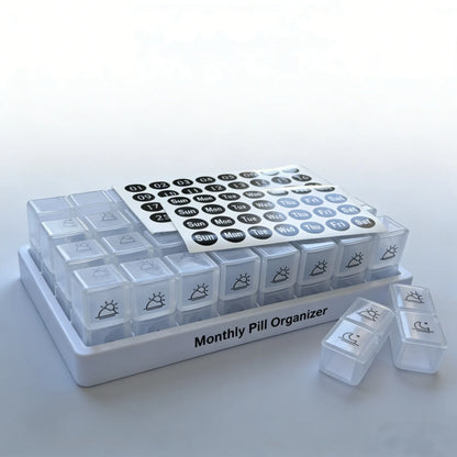 💊 Monthly AM/PM Pill Organizer – Twice-a-Day Medicine & Vitamin Storage with Stickers