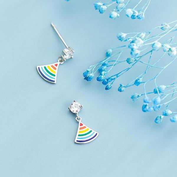 S925 Sector Rainbow Earrings