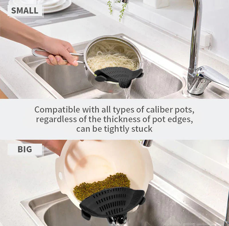 🍝 Silicone Clip-On Strainer – Food-Grade, Leak-Proof & Easy Drain ✨