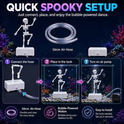 💀🫧 Dancing Skeleton Bubble Aquarium Ornament