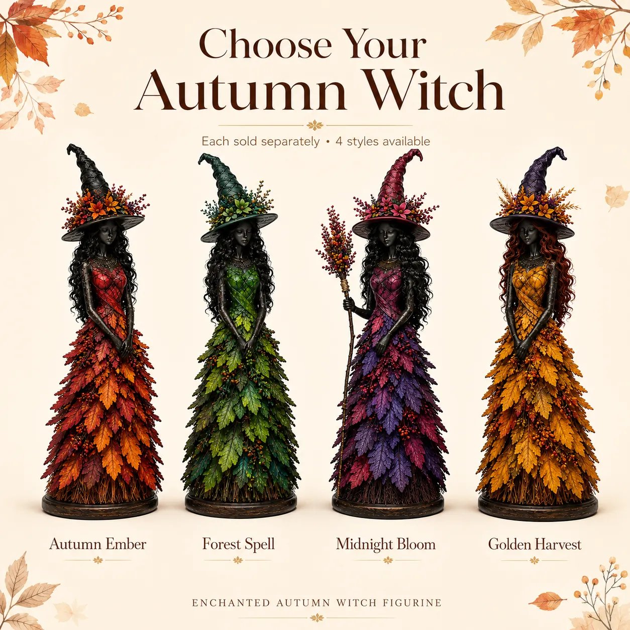 💥 49% OFF - 🧙 Enchanted Gothic Autumn Witch Figurine
