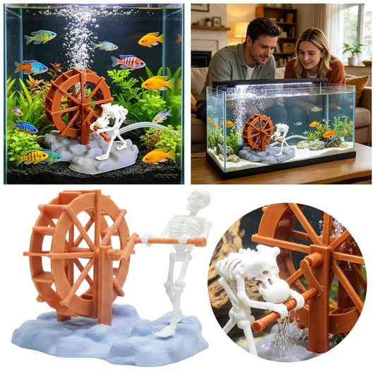 🐟✨Skeleton Aquarium Bubbler Moving Water Wheel Tank Ornament For Home Fish Tank Decor