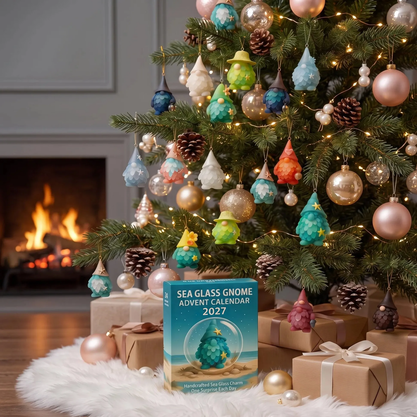 🌊🧝‍♂️ Gnome Advent Calendar | 24 Coastal Gnome Charms for Christmas Countdown, Tree Decor & Holiday Gifts 🎄✨