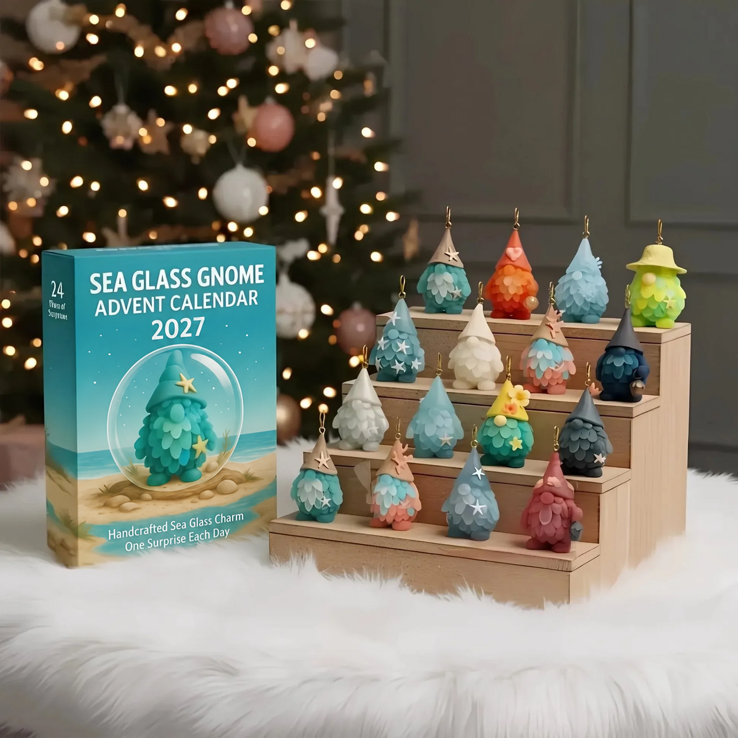 🌊🧝‍♂️ Gnome Advent Calendar | 24 Coastal Gnome Charms for Christmas Countdown, Tree Decor & Holiday Gifts 🎄✨