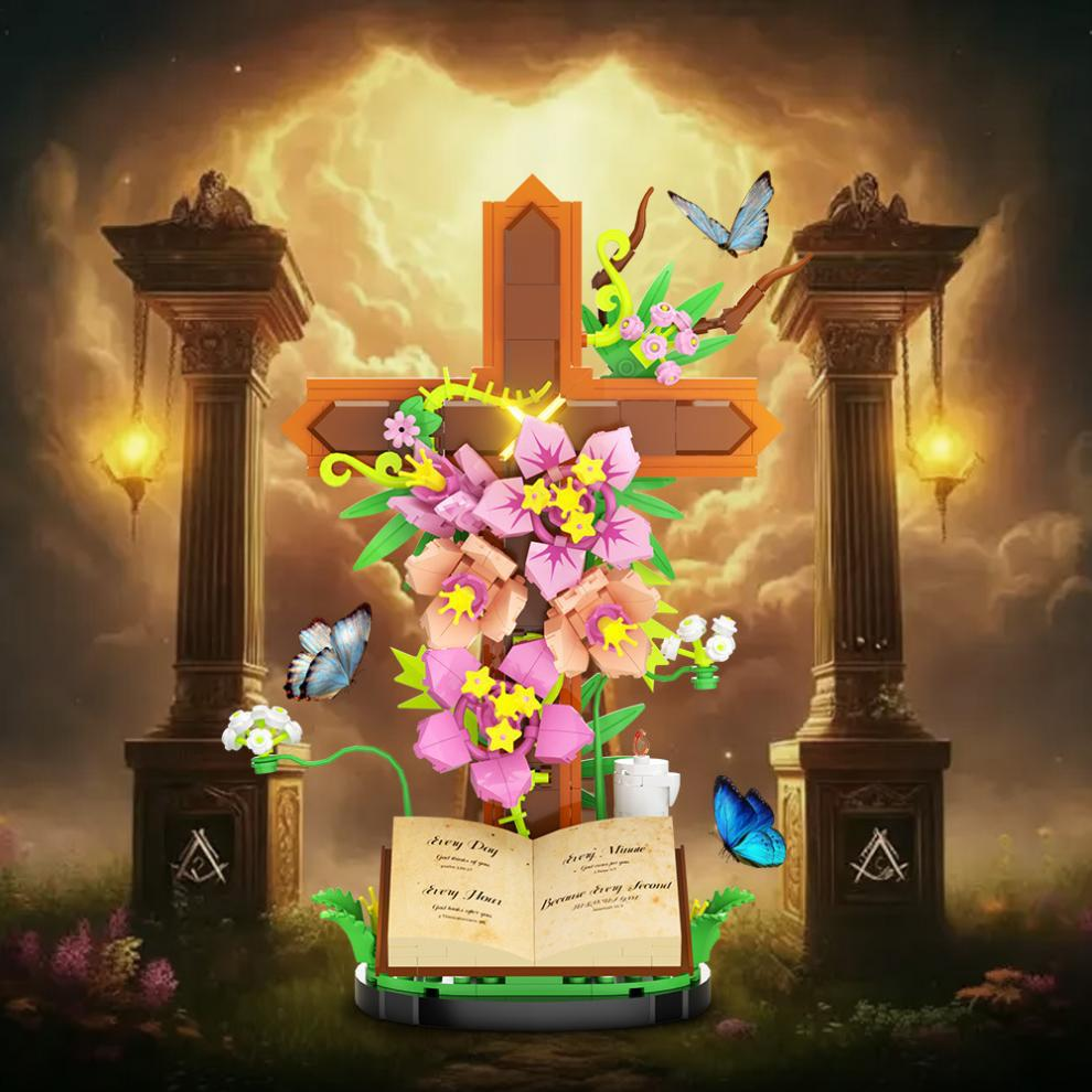 ✝️🌸 Blooming Faith Cross Building Set – Meaningful Christian Gift