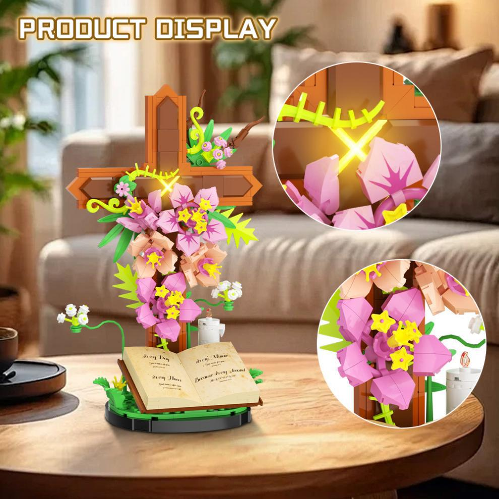✝️🌸 Blooming Faith Cross Building Set – Meaningful Christian Gift