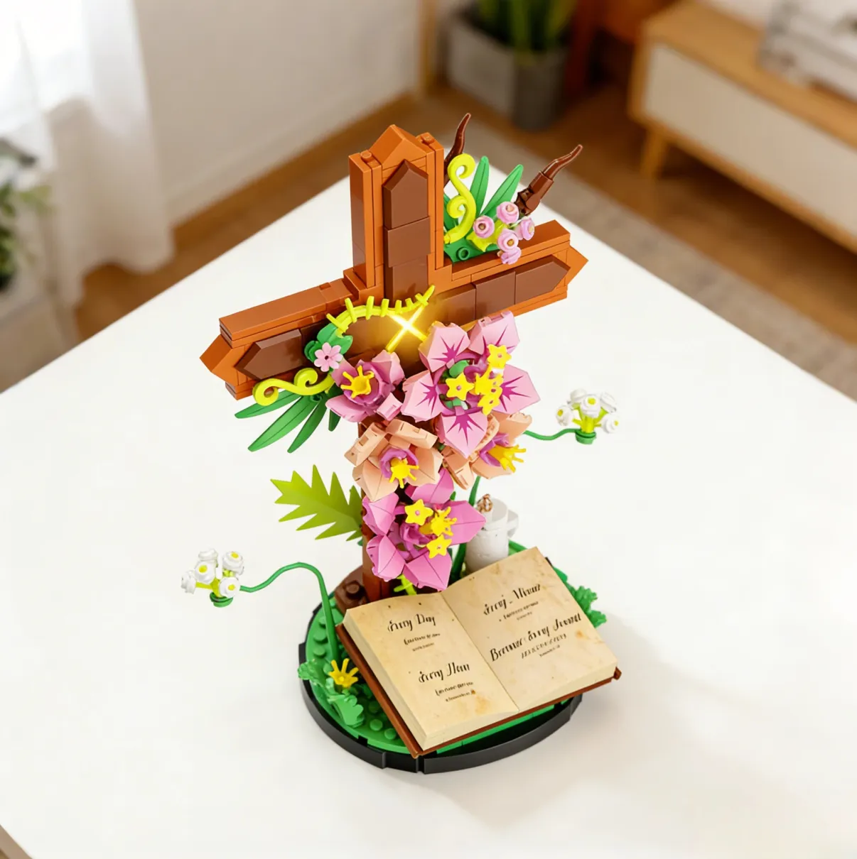 ✝️🌸 Blooming Faith Cross Building Set – Meaningful Christian Gift