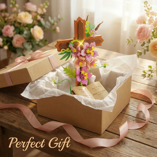 ✝️🌸 Blooming Faith Cross Building Set – Meaningful Christian Gift