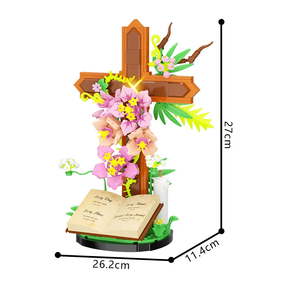 ✝️🌸 Blooming Faith Cross Building Set – Meaningful Christian Gift