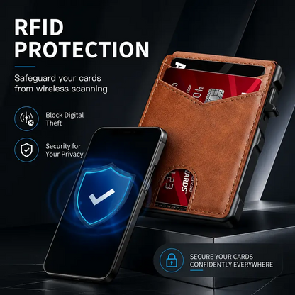 ⚡70K+ SOLD!-Wallet for Men - with Pop Up Aluminum Case Money Clip Slim Leather Slots Credit Card Holder RFID Blocking Bifold Minimalist Wallet