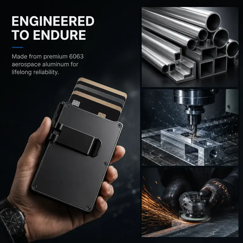 ⚡70K+ SOLD!-Wallet for Men - with Pop Up Aluminum Case Money Clip Slim Leather Slots Credit Card Holder RFID Blocking Bifold Minimalist Wallet