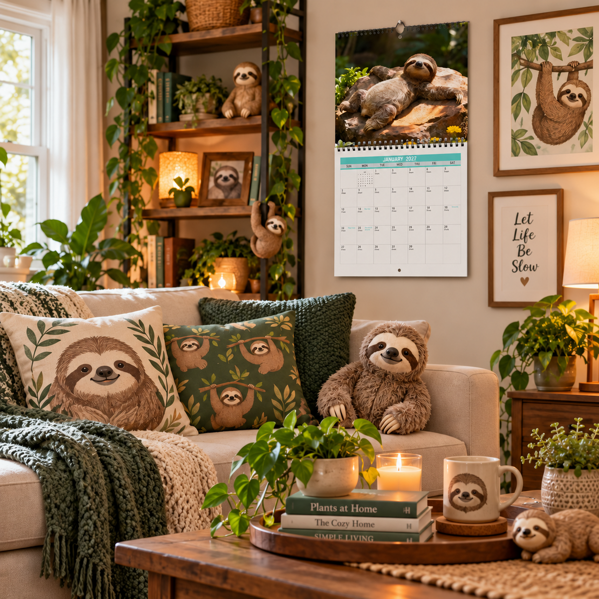 🦥2027 Sloths Wall Calendar – 12 Months of Cute Sloths & Relaxing Nature Moments