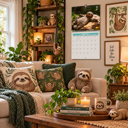 🦥2027 Sloths Wall Calendar – 12 Months of Cute Sloths & Relaxing Nature Moments
