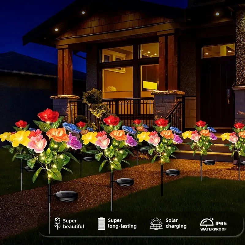 🎁🔥☀️2026 NEW Solar Simulated Garden Lights, upgraded solar panels, IP44 dustproof and waterproof
