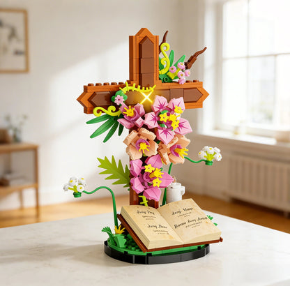 ✝️🌸 Blooming Faith Cross Building Set – Meaningful Christian Gift