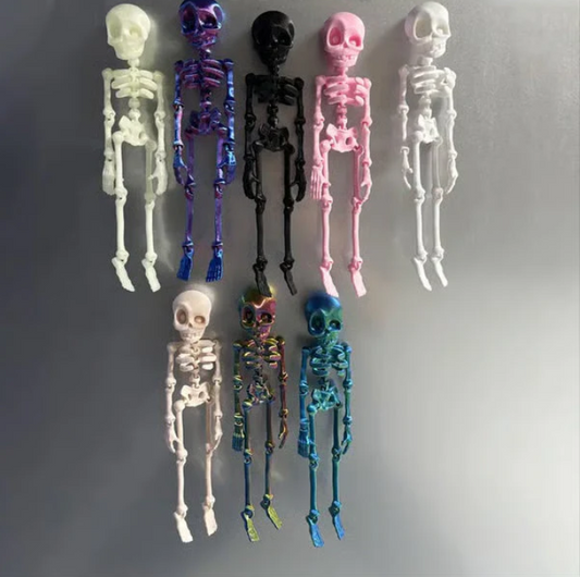 🦴 3D Printed Magnetic Skeleton Figurine – Vintage Desk Toy & Fridge Decor