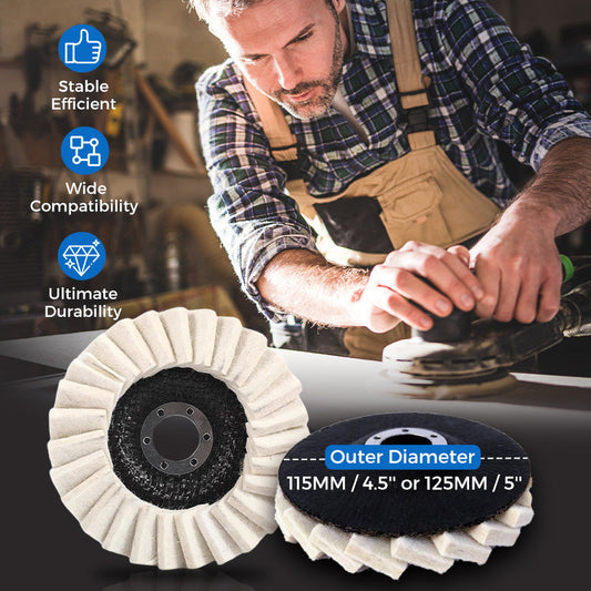 🔧 BUY 2 GET 3 FREE 🧰 Heavy-Duty Wool Felt Polishing Disc – Mirror-Like Finish Made Easy