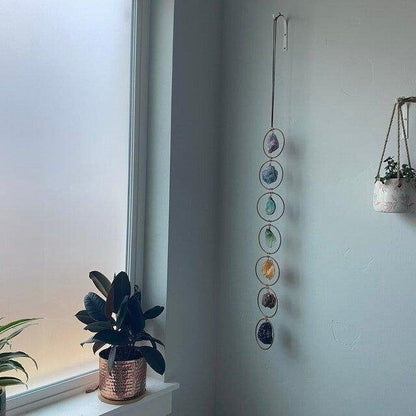 🧵 Handwoven 7 Chakra Crystal Wall Hanging – Tree of Life Energy Decor 🌈✨