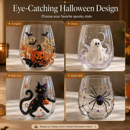 🔥 LAST DAY 40% OFF 🎃 3D Halloween Artisan Glass Cups, Festive Parties & Cozy Fall Home Bar Vibes