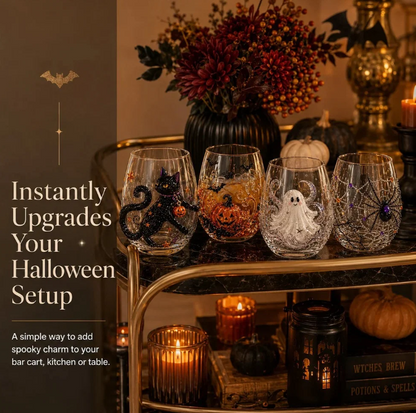 🔥 LAST DAY 40% OFF 🎃 3D Halloween Artisan Glass Cups, Festive Parties & Cozy Fall Home Bar Vibes