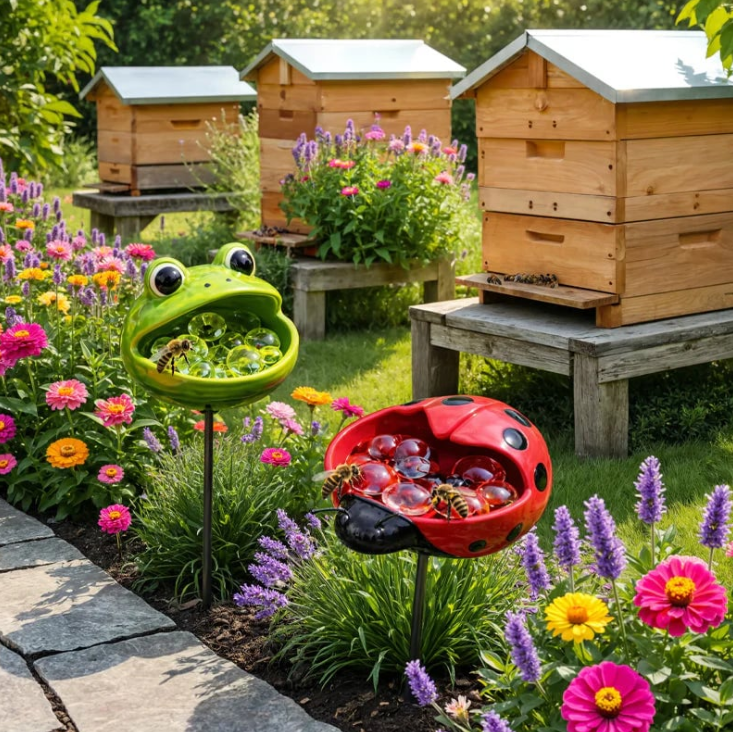🐝 Cute Animal Design Garden Watering Station, Outdoor Decorative Water Bowl