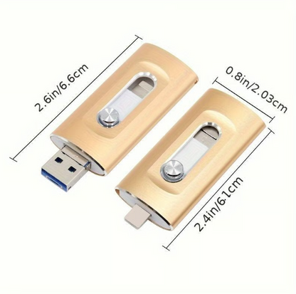 ⚡ Easy To Take ⚡ Portable USB 3.0 Flash Drive | 3-in-1 Storage for All Devices