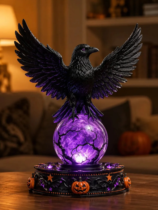 🔥 Last Day 49% OFF 🎃 Halloween Raven Crystal Ball Lighted Decor 👻
