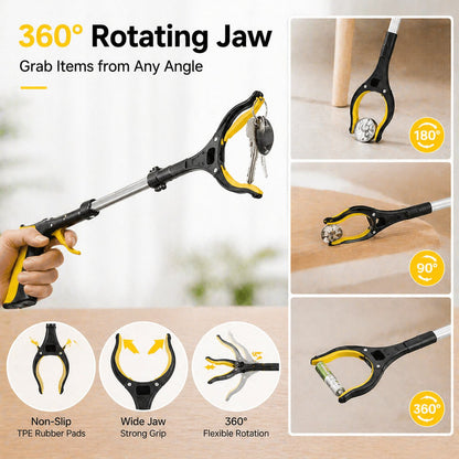 🔥 43" Extra Long Grabber Reacher Tool – Heavy Duty with 360° Rotating Jaw & Magnets