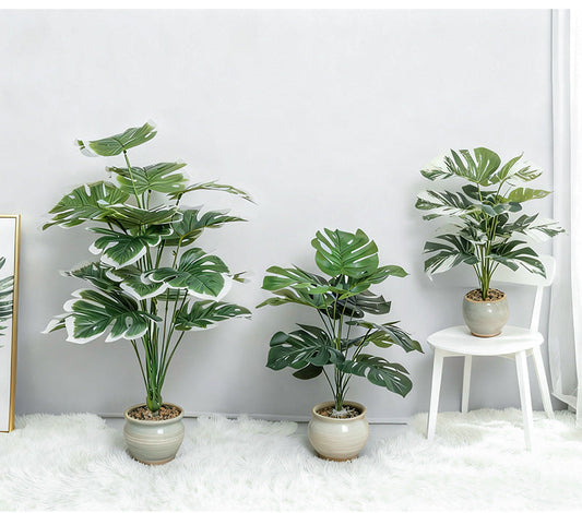 🔥Last Day 75% OFF🌿 Artificial Monstera & Banana Leaf Plant Pot– Lush Tropical Decor ✨