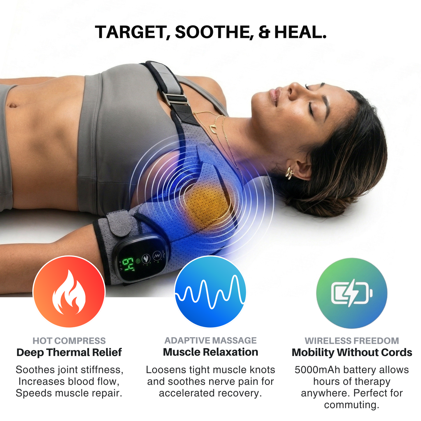 ✅ Heated Shoulder Massager – Wireless Heat & Vibration Shoulder Relaxation Device
