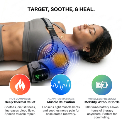 ✅ Heated Shoulder Massager – Wireless Heat & Vibration Shoulder Relaxation Device