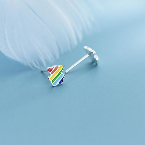 S925 Bear Rainbow Earrings