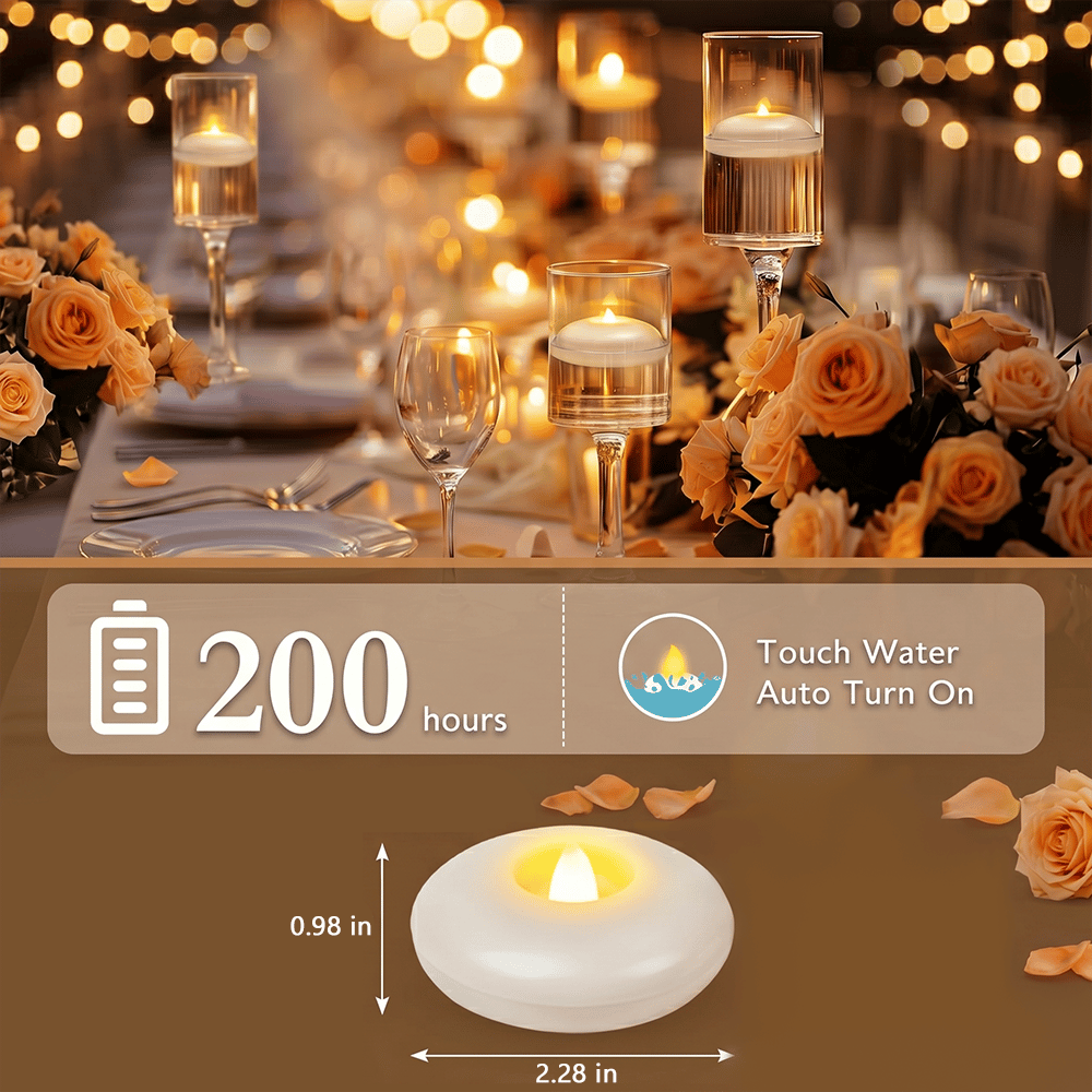 🕯️ Water-Activated Floating LED candle shape – Flameless Waterproof Ambiance for Any Occasion