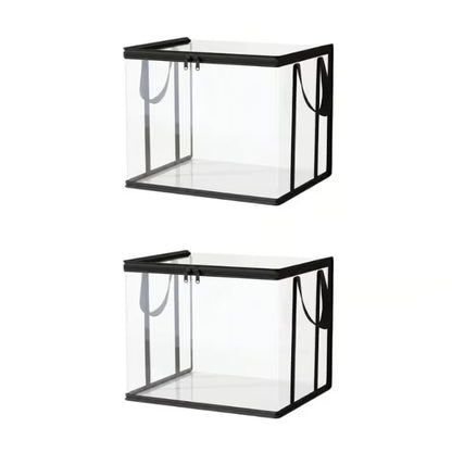 Large Clear Thick Plastic Storage Box with Hinged Lid