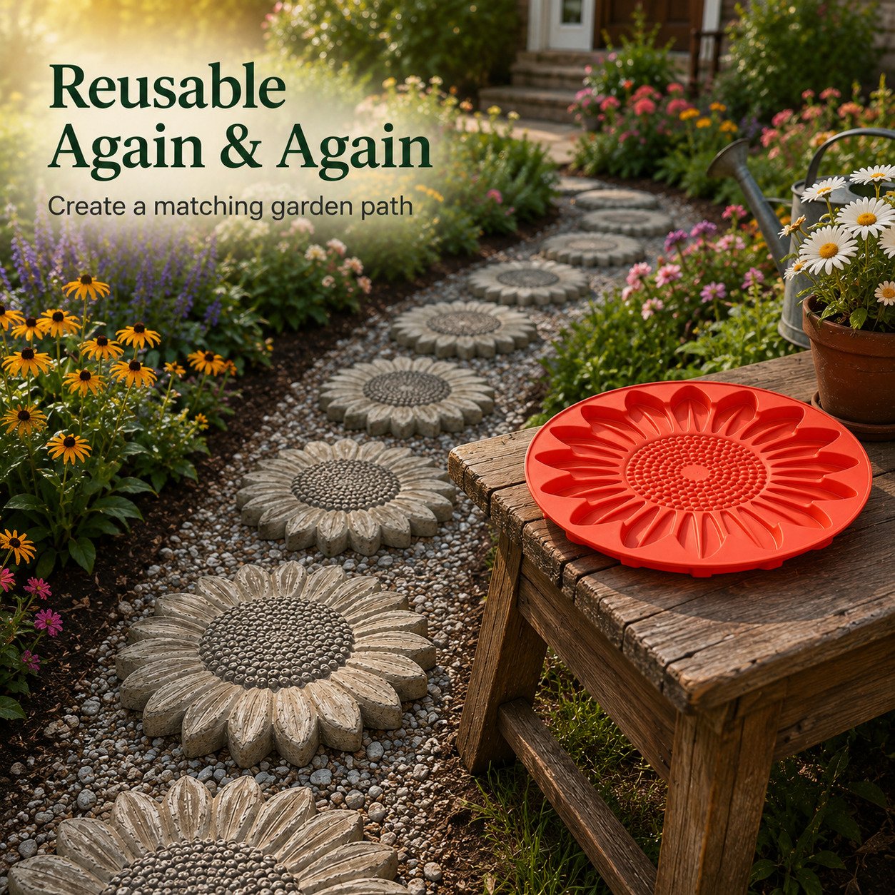 💥 LAST DAY 49% OFF💥🌻 Reusable Sunflower Stepping Stone Mold