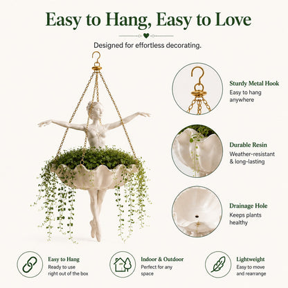 💃 Ballet Dancer Hanging Planter – 🌿Elegant Garden Decor for Porch & Patio
