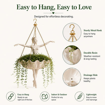 💃 Ballet Dancer Hanging Planter– 🌿Elegant Garden Decor for Porch & Patio