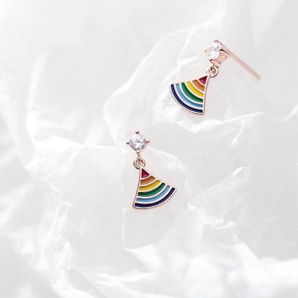 S925 Sector Rainbow Earrings