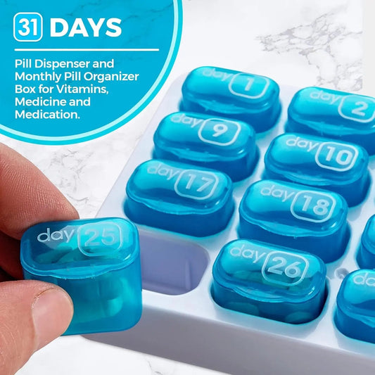 💊 31-Day Monthly Pill Organizer with Easy-Open Lids & Removable Daily Pods🔥