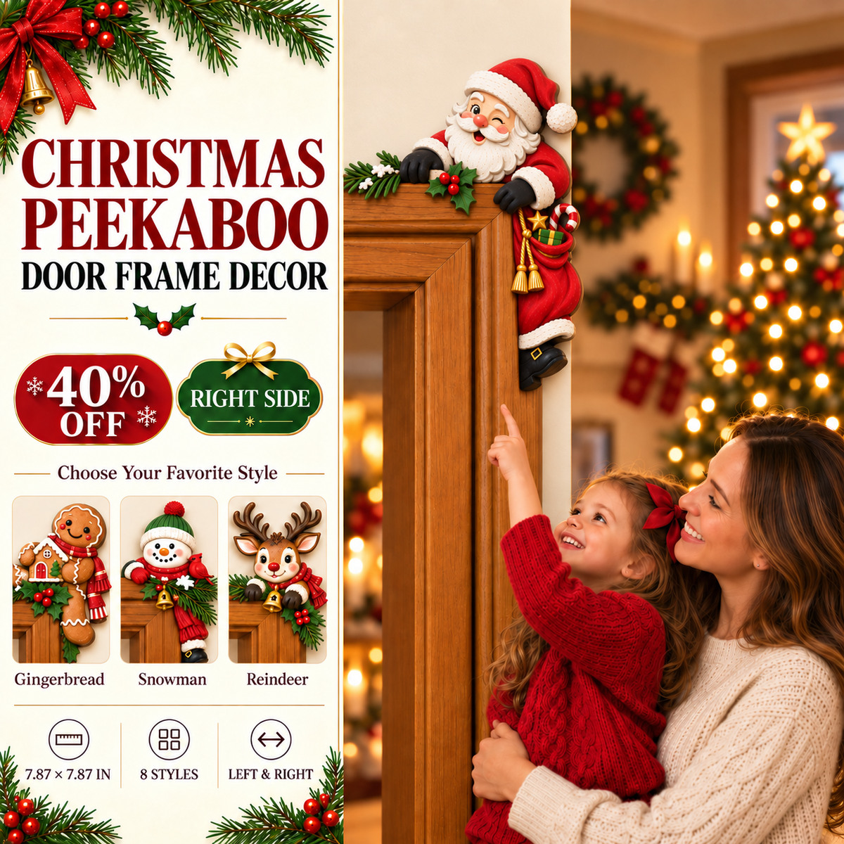 🎄🎅🎁Christmas Peekaboo Door Frame Corner Decor