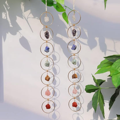 🧵 Handwoven 7 Chakra Crystal Wall Hanging – Tree of Life Energy Decor 🌈✨
